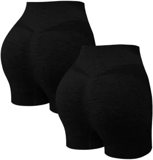 2 Packs Athletic Shorts for Women High Waisted Seamless Scrunch Butt Lifting Workout Shorts Tummy Control Yoga Short