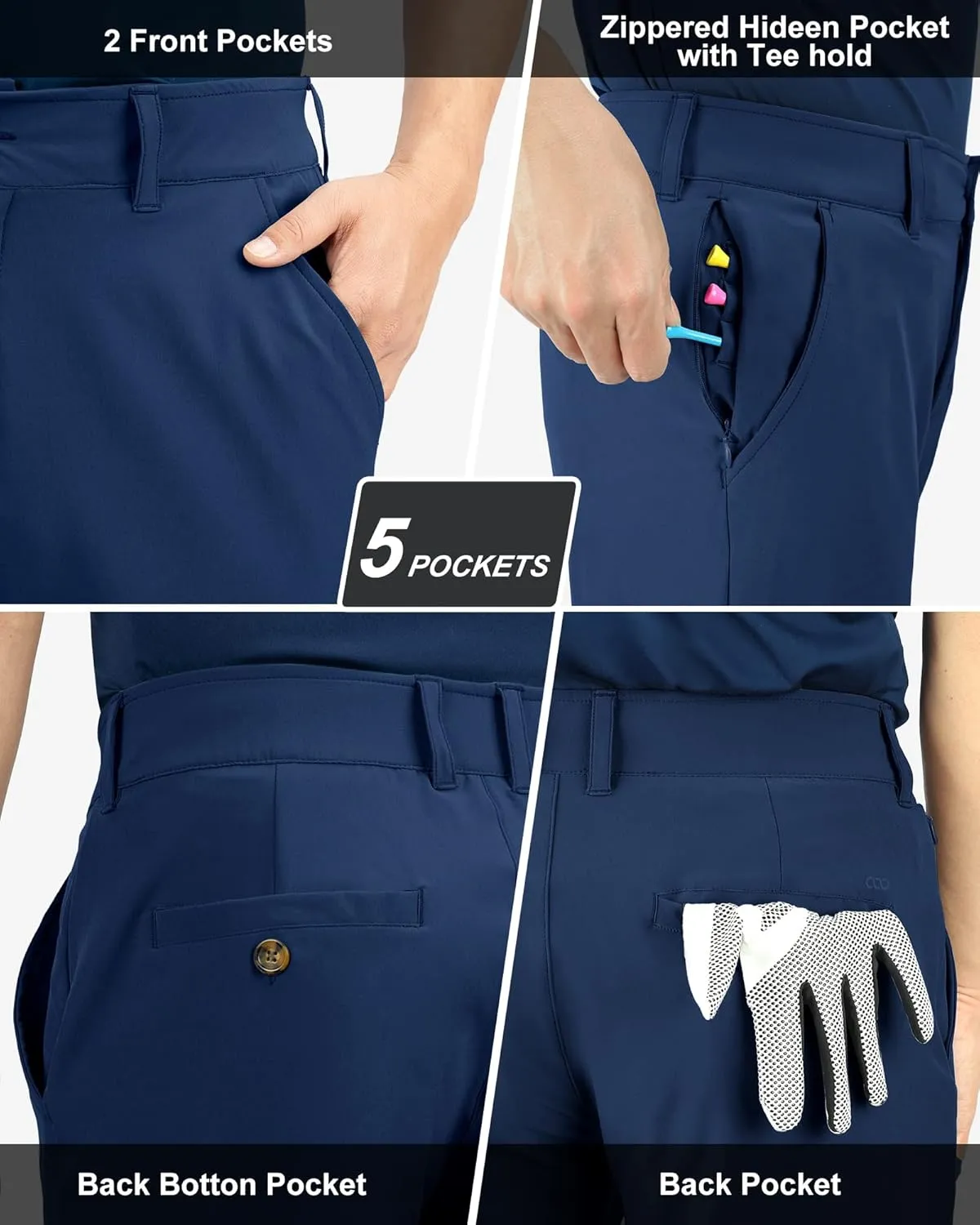 33,000ft Men's Golf Pants with 5 Pockets Classic-Fit Stretch Quick Dry Lightweight UPF 50  Hiking Pants