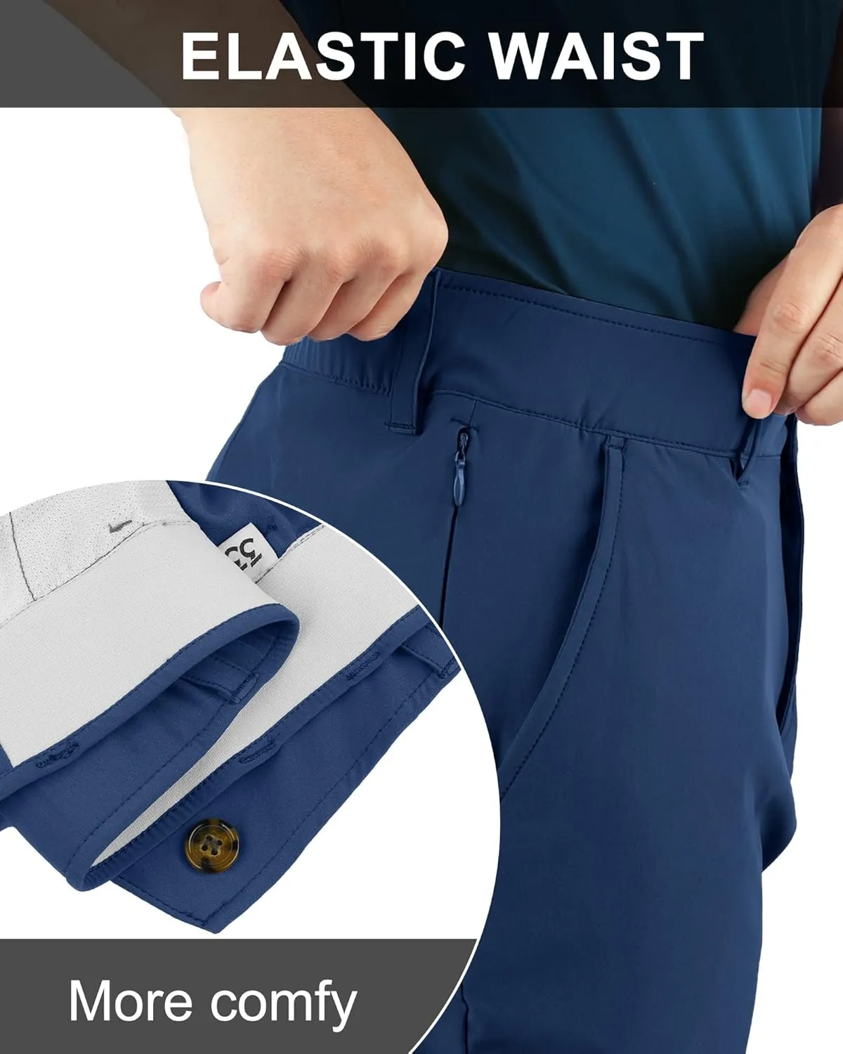 33,000ft Men's Golf Pants with 5 Pockets Classic-Fit Stretch Quick Dry Lightweight UPF 50  Hiking Pants