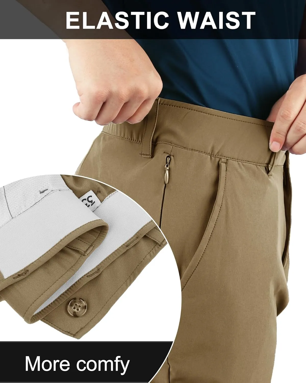 33,000ft Men's Golf Pants with 5 Pockets Classic-Fit Stretch Quick Dry Lightweight UPF 50  Hiking Pants