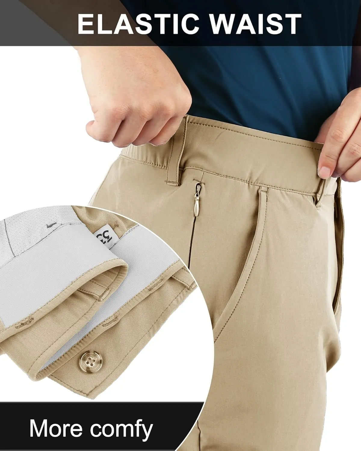 33,000ft Men's Golf Pants with 5 Pockets Classic-Fit Stretch Quick Dry Lightweight UPF 50  Hiking Pants