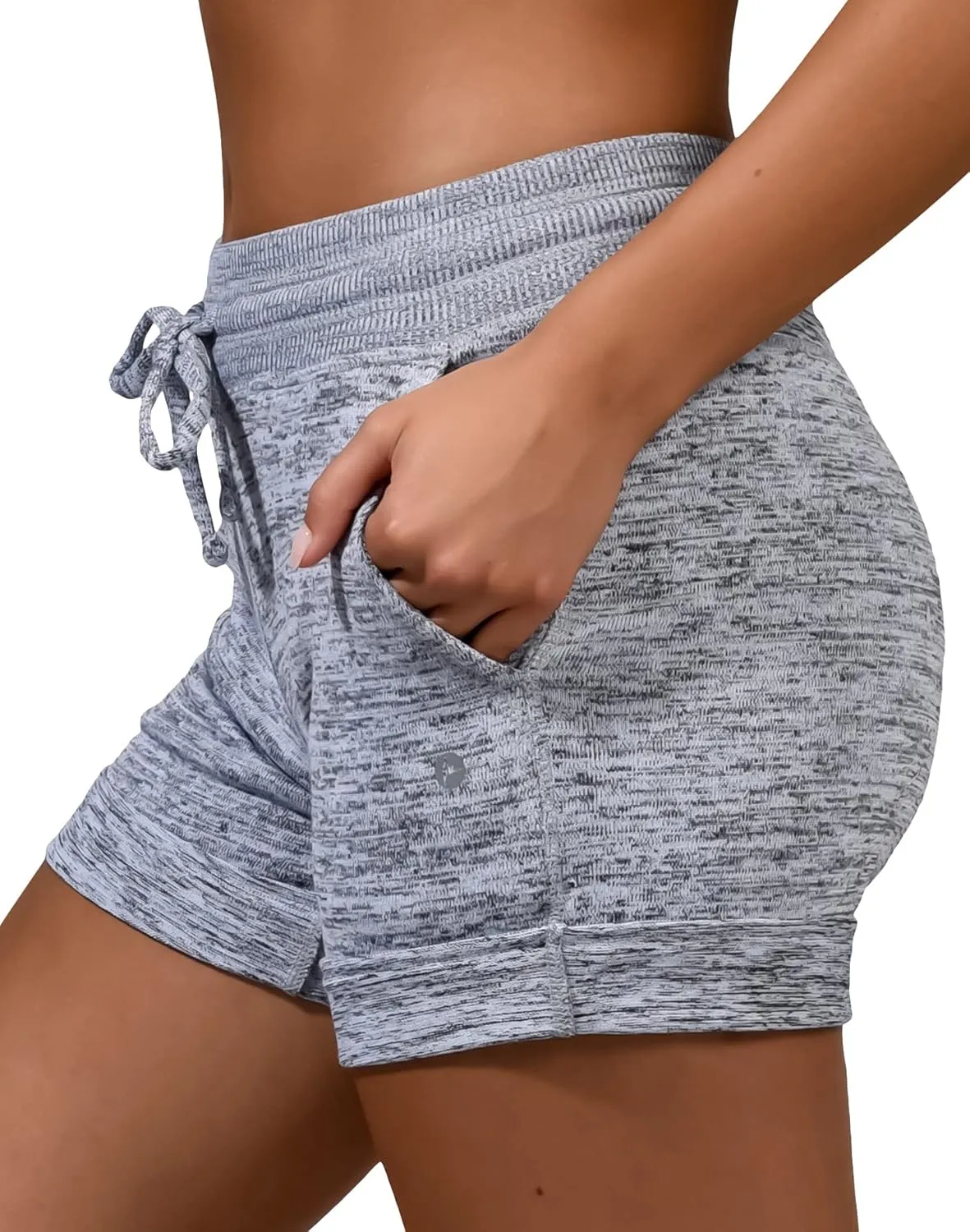 90 Degree By Reflex Womens Soft Sweat Shorts High Waisted Drawstring Lounge Shorts with Pockets