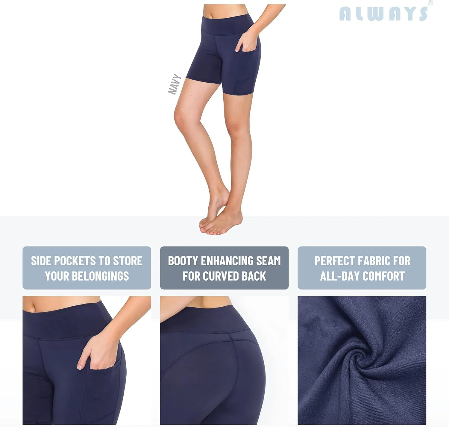 ALWAYS Women's Super Soft Biker Shorts - 3" / 5" / 8" High Waisted Yoga Running Dance Spandex Shorts