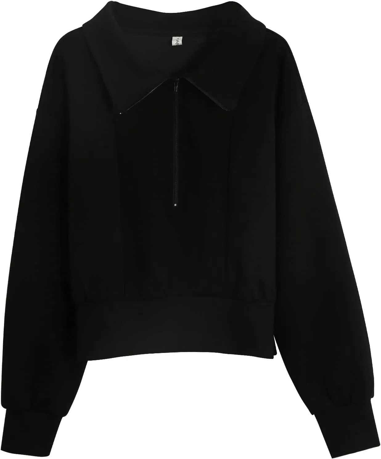 Amazhiyu Womens Cropped Quarter Zip Sweatshirts Long Sleeve Pullover Slightly Crop Tops
