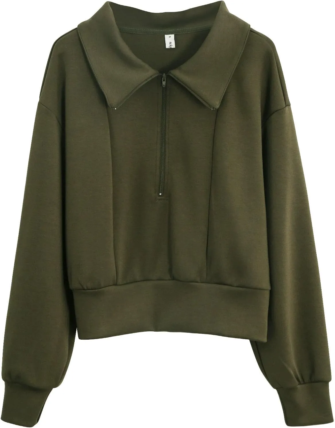 Amazhiyu Womens Cropped Quarter Zip Sweatshirts Long Sleeve Pullover Slightly Crop Tops