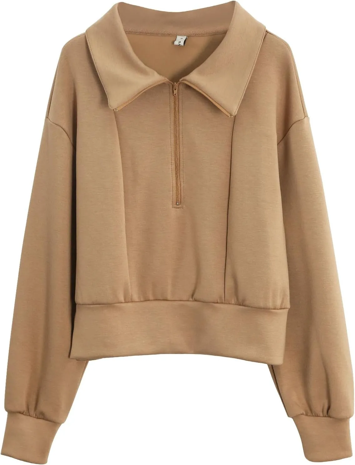 Amazhiyu Womens Cropped Quarter Zip Sweatshirts Long Sleeve Pullover Slightly Crop Tops