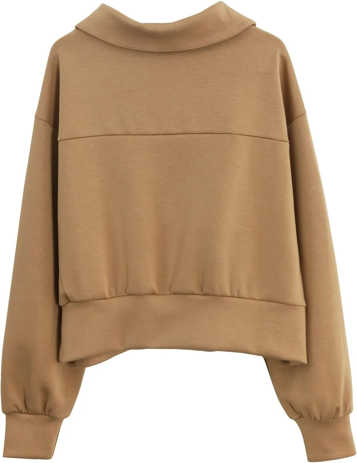 Amazhiyu Womens Cropped Quarter Zip Sweatshirts Long Sleeve Pullover Slightly Crop Tops