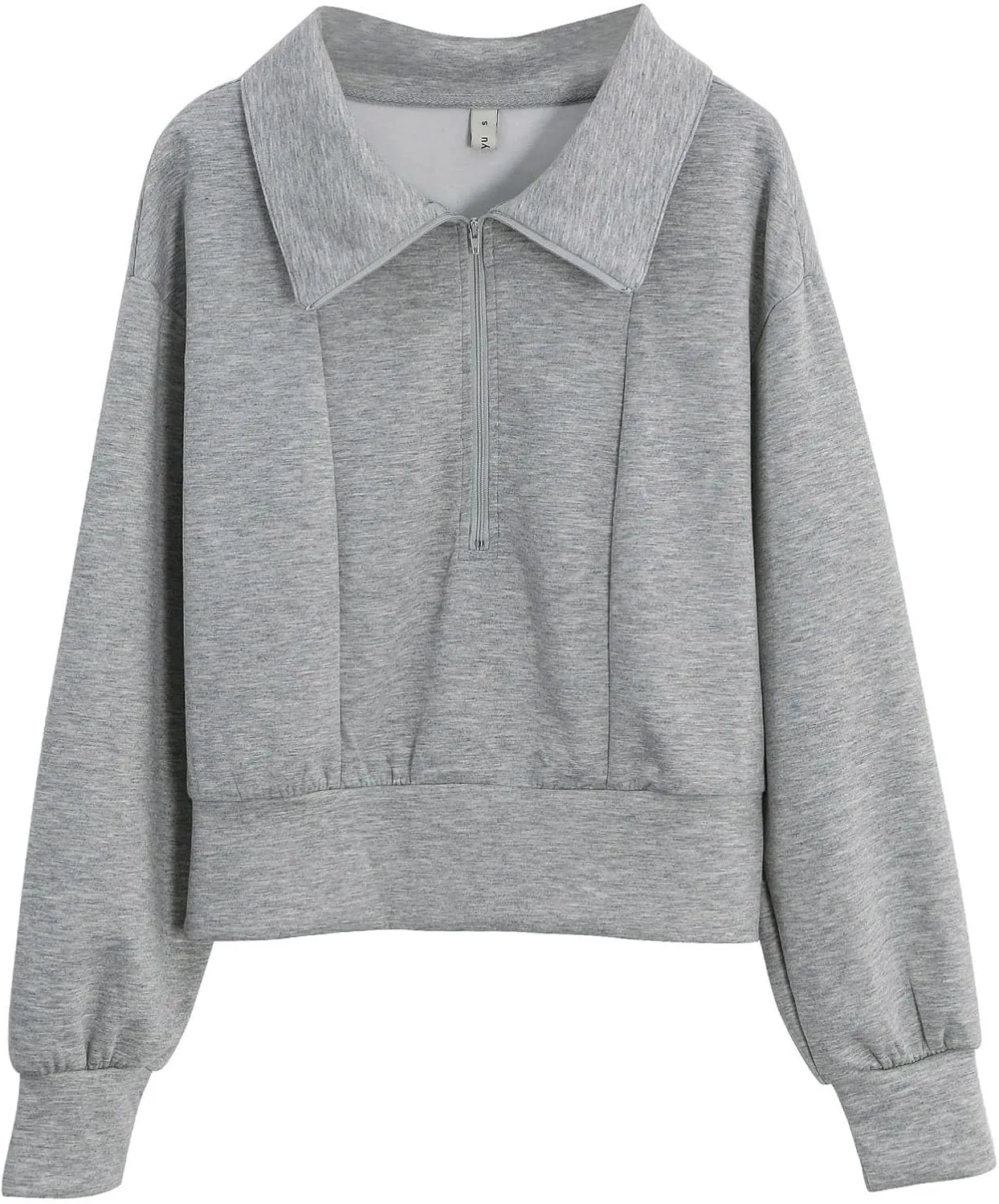 Amazhiyu Womens Cropped Quarter Zip Sweatshirts Long Sleeve Pullover Slightly Crop Tops
