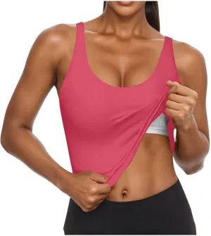 Athletic Tank Tops with Built-in-Bra Women Sleeveless Basic Shirts Summer Solid Casual Tees Soft Stretch Undershirt