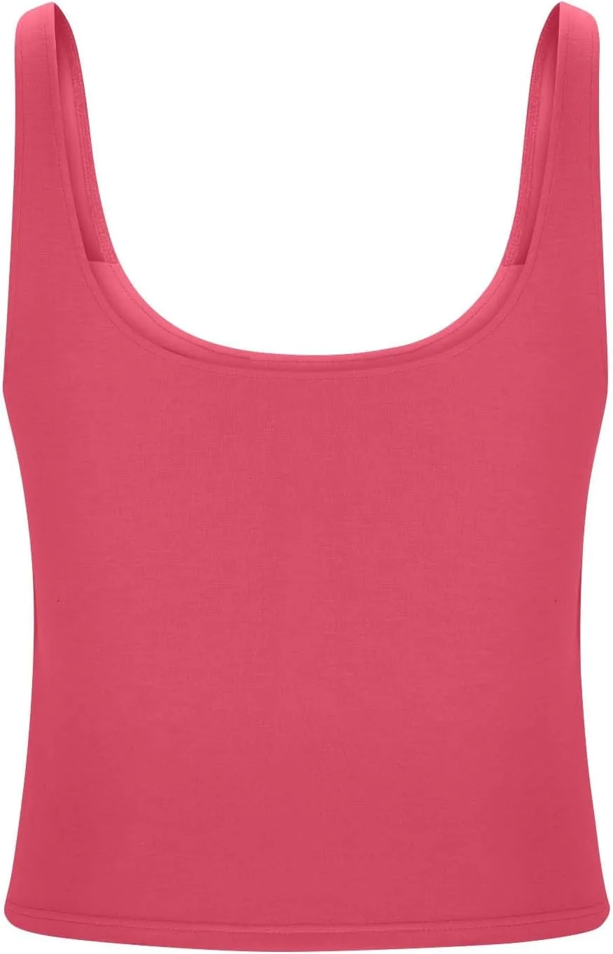 Athletic Tank Tops with Built-in-Bra Women Sleeveless Basic Shirts Summer Solid Casual Tees Soft Stretch Undershirt