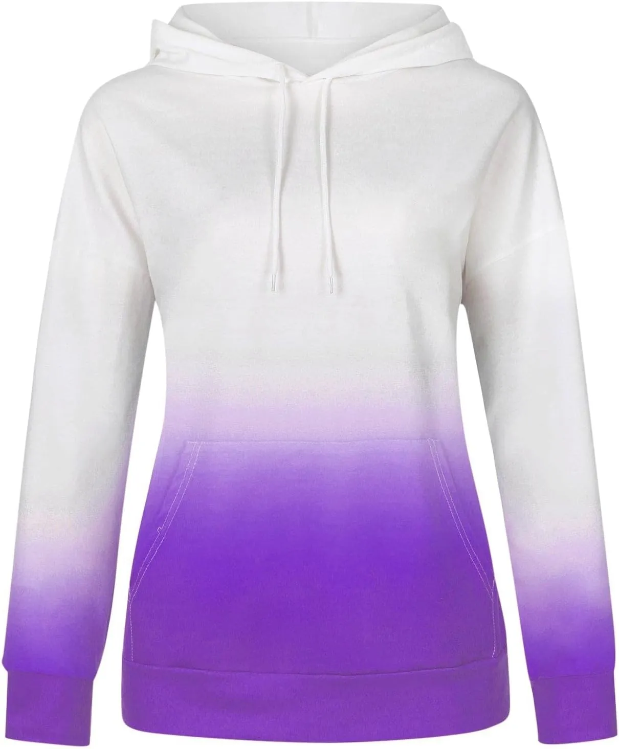 Aymnlox Womens Fashion Sweatshirts Gradient Color Long Sleeve Hoodies Crew Neck Baggy Hooded Tops with Kangaroo Pocket