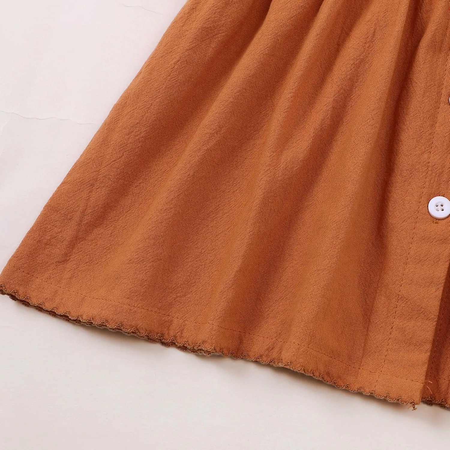Baby Toddler Girls Dress Short Sleeve Vintage Peter Pan Collar Summer Casual Mini Cotton Linen Dresses