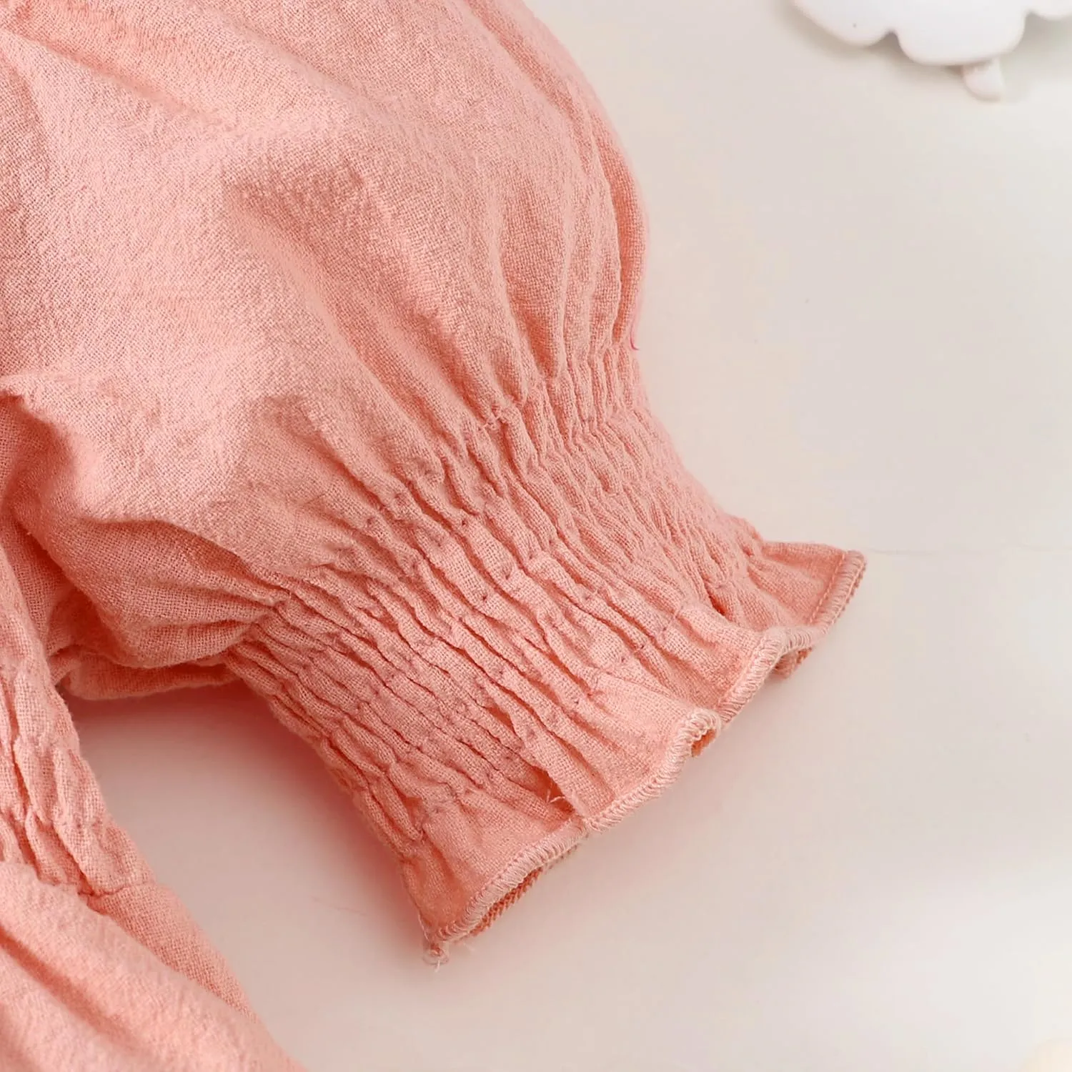 Baby Toddler Girls Dress Short Sleeve Vintage Peter Pan Collar Summer Casual Mini Cotton Linen Dresses