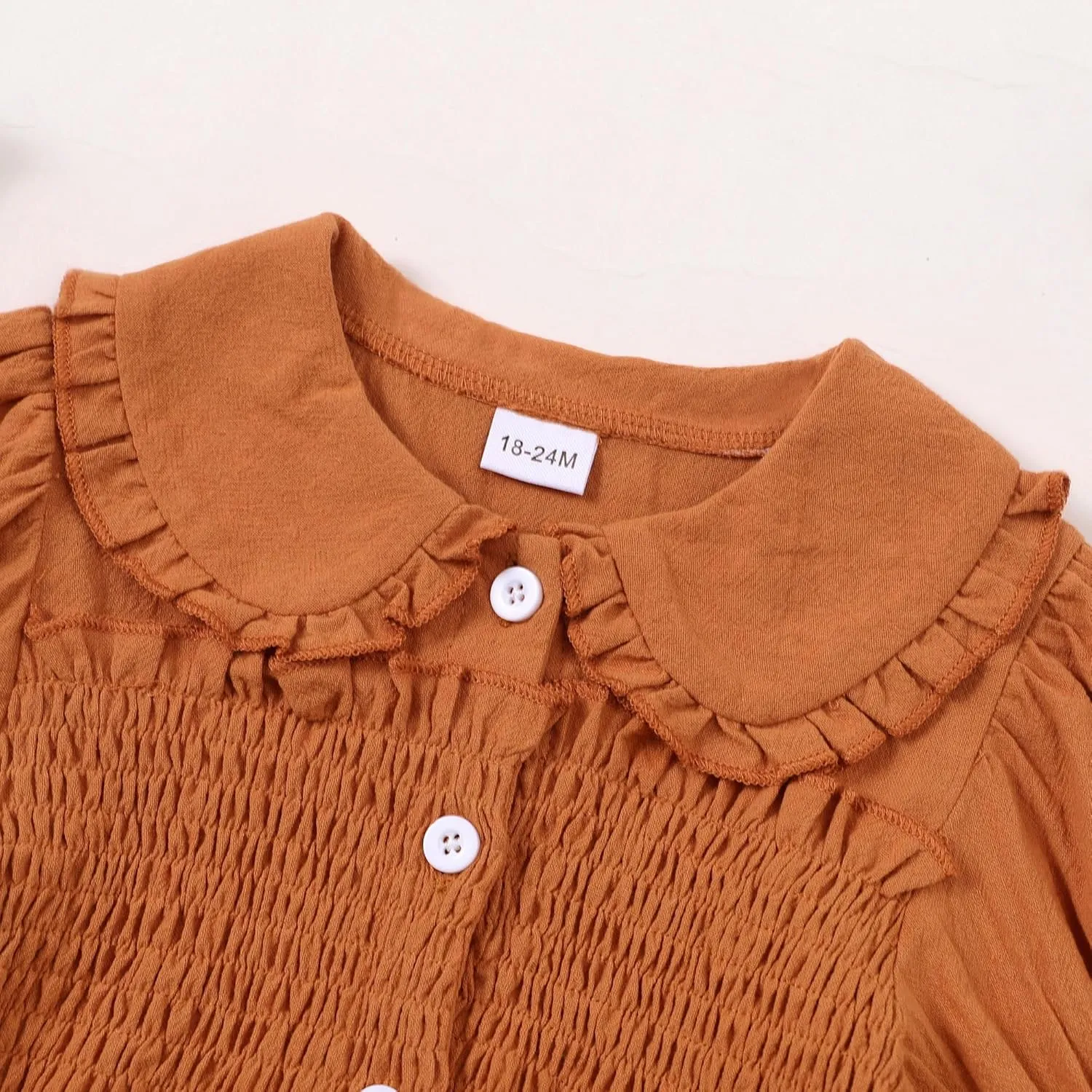Baby Toddler Girls Dress Short Sleeve Vintage Peter Pan Collar Summer Casual Mini Cotton Linen Dresses