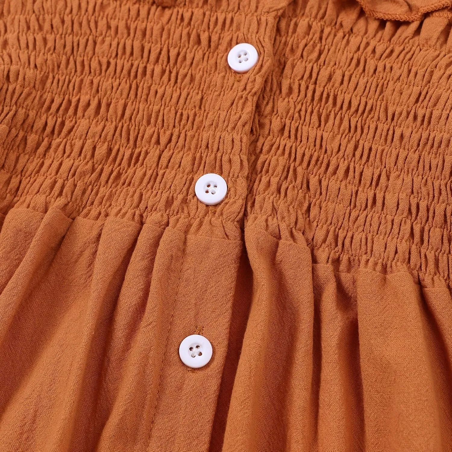 Baby Toddler Girls Dress Short Sleeve Vintage Peter Pan Collar Summer Casual Mini Cotton Linen Dresses