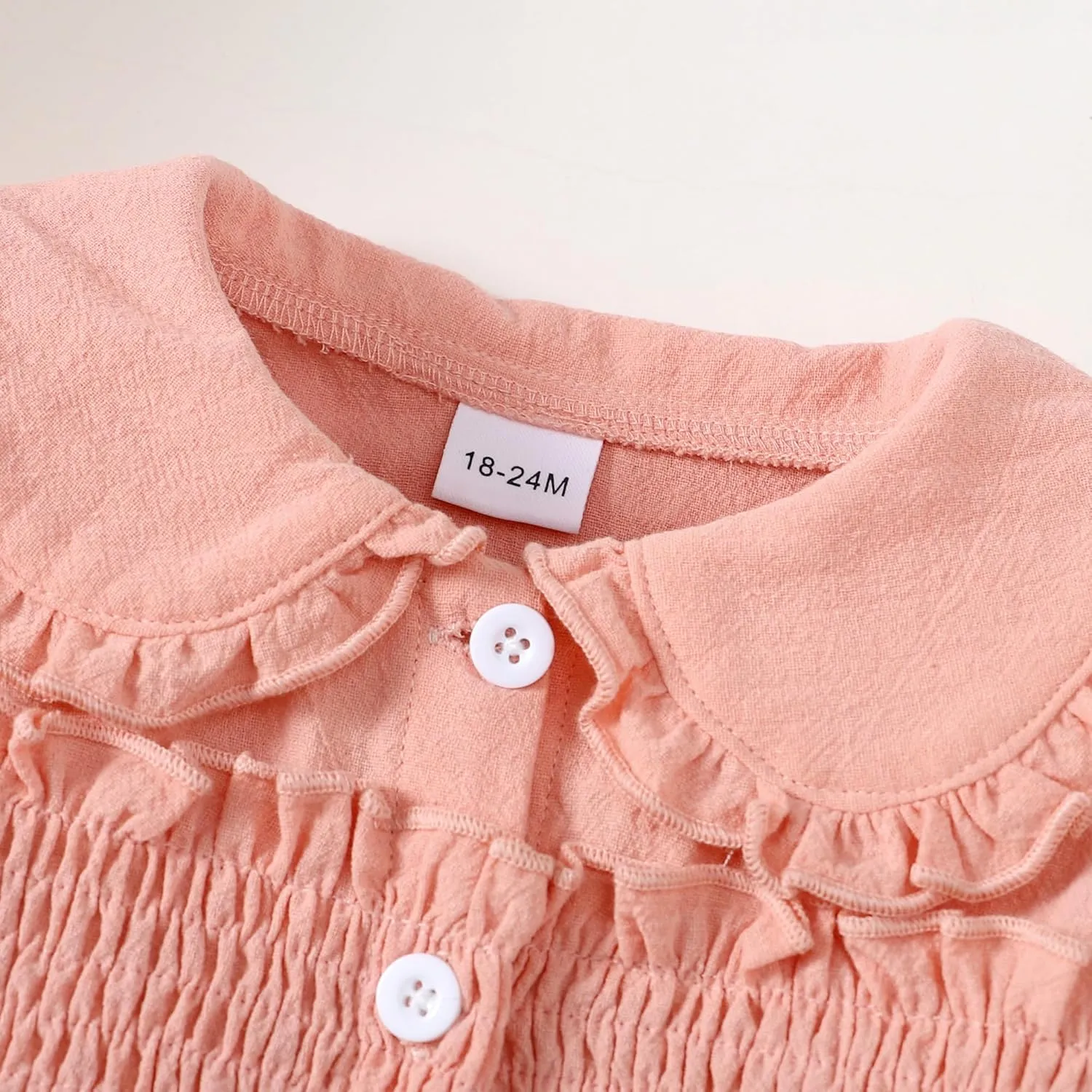 Baby Toddler Girls Dress Short Sleeve Vintage Peter Pan Collar Summer Casual Mini Cotton Linen Dresses