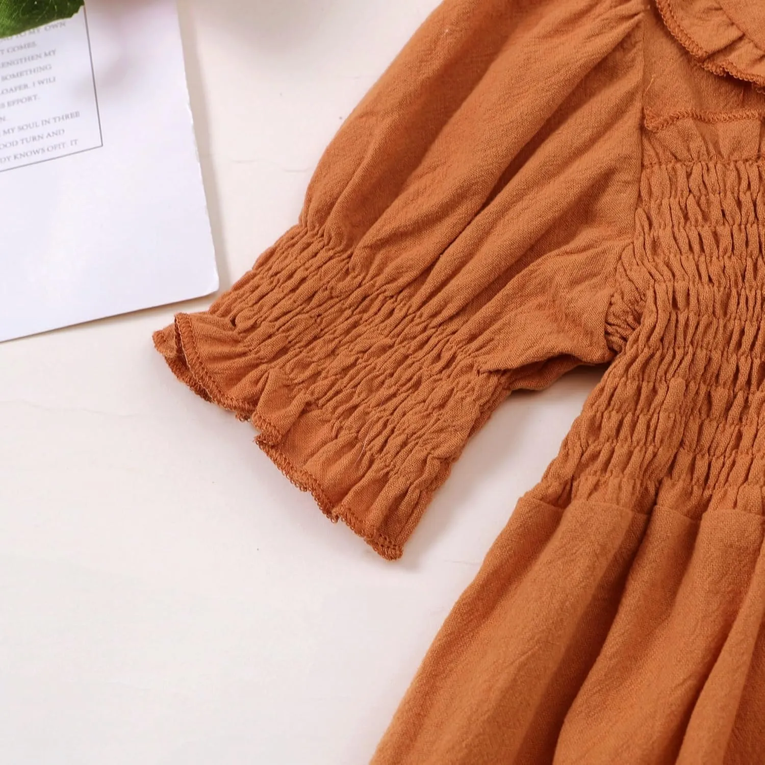 Baby Toddler Girls Dress Short Sleeve Vintage Peter Pan Collar Summer Casual Mini Cotton Linen Dresses