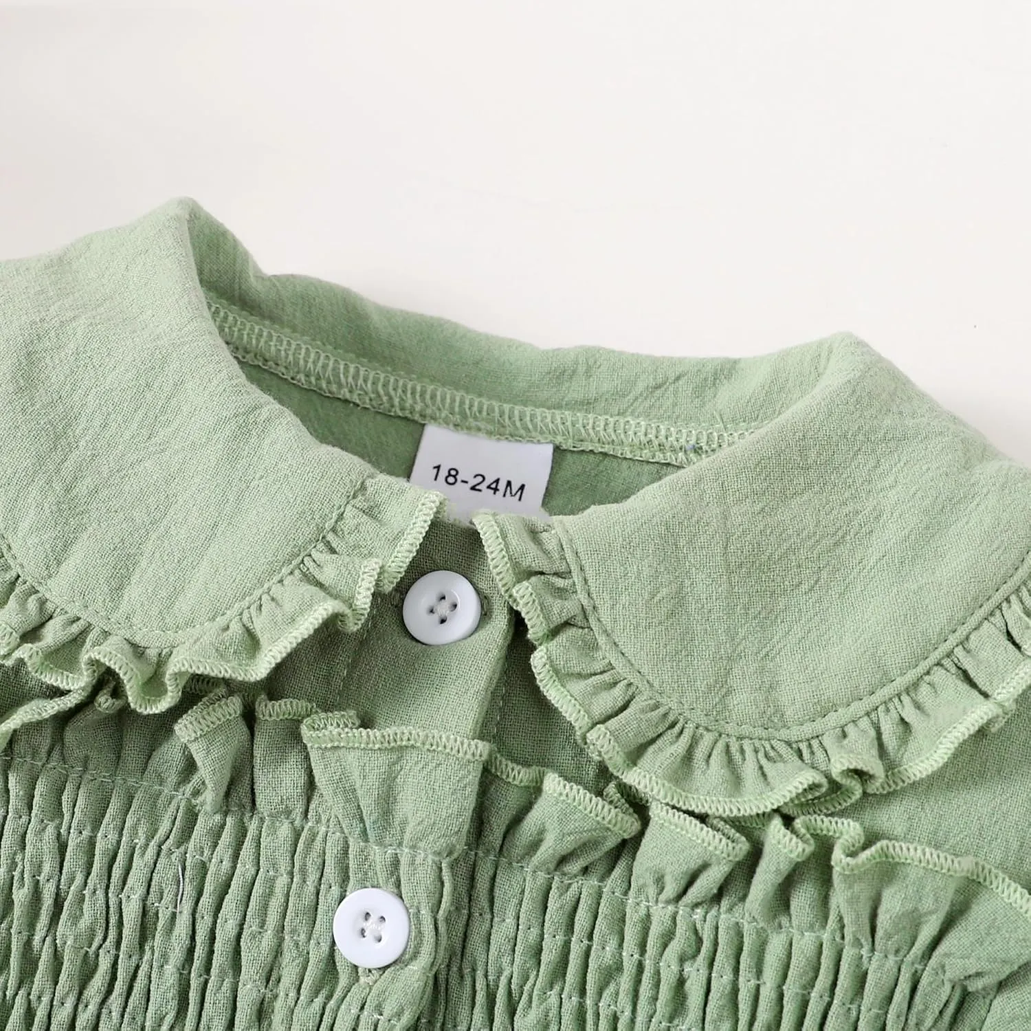 Baby Toddler Girls Dress Short Sleeve Vintage Peter Pan Collar Summer Casual Mini Cotton Linen Dresses