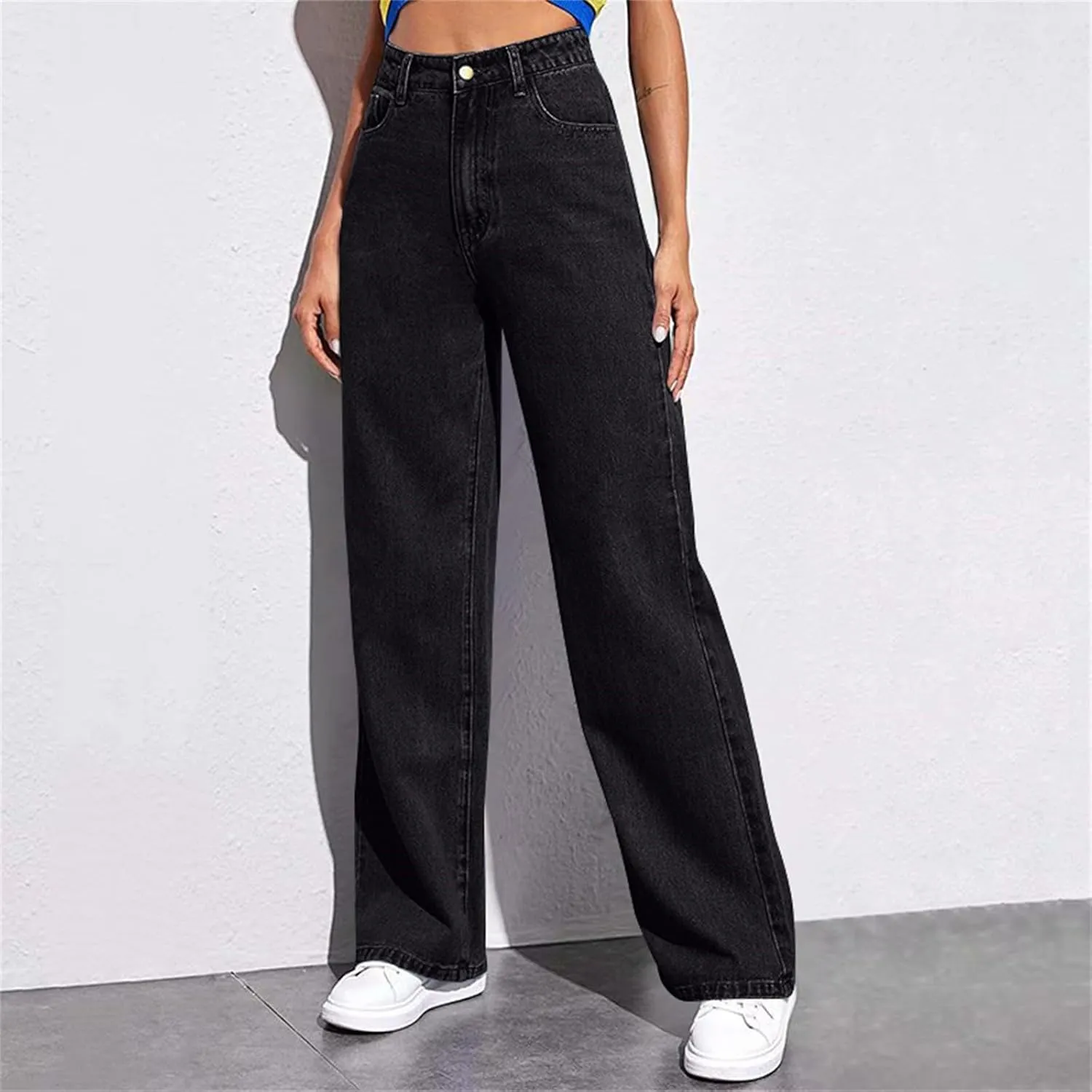 Baggy Womens Jeans Jeans for Women Plus Size Wide Leg Microelastic Dressy Casual Summer Trendy Pant with Pocket
