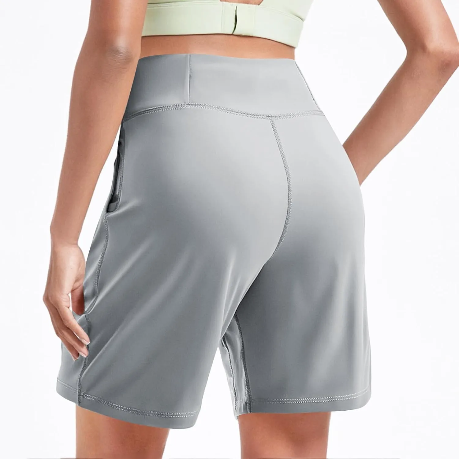 Bermuda Shorts for Women 6'' Wide Leg Athletic Long Shorts with Pockets Summer Knee Length Gym Workout Yoga Short