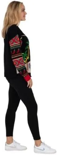 Blizzard Bay Women's Crew Neck, Long Sleeve, Ugly Christmas Light Up Sweater