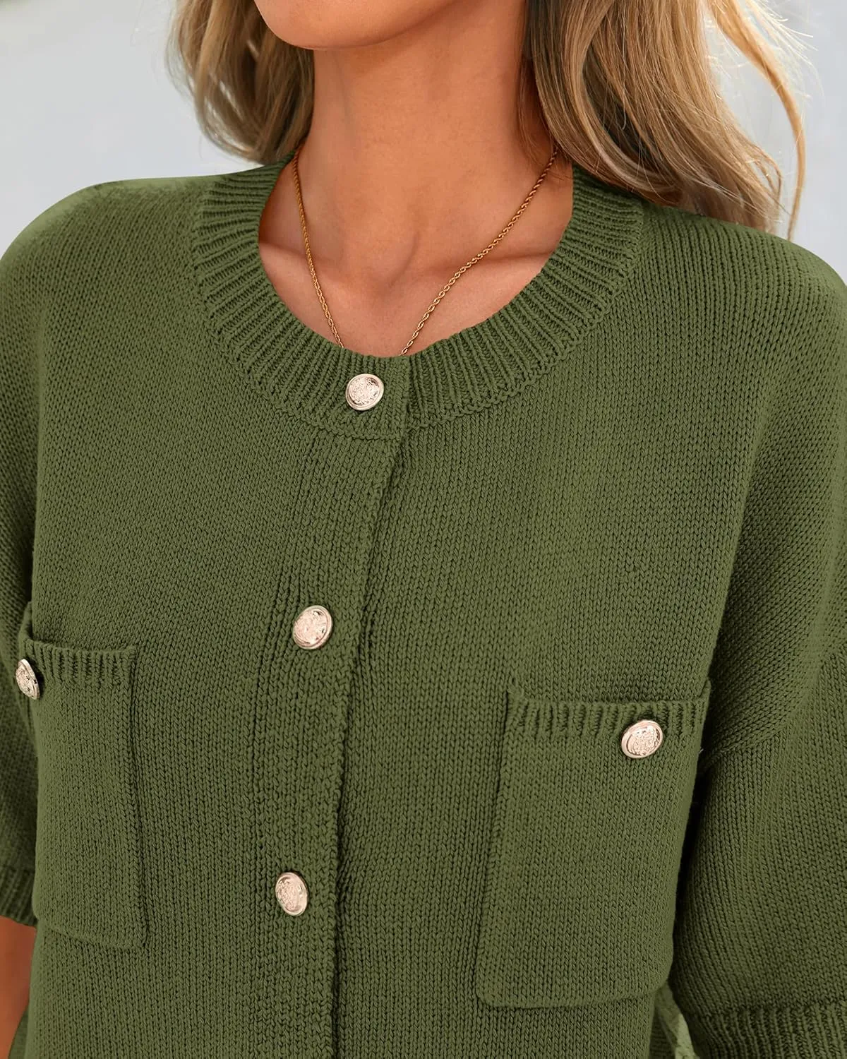 BTFBM Short Sleeve Cardigans for Women Button Up Sweaters Y2k Spring Summer 2025 Crew Neck Business Casual Work Clothes
