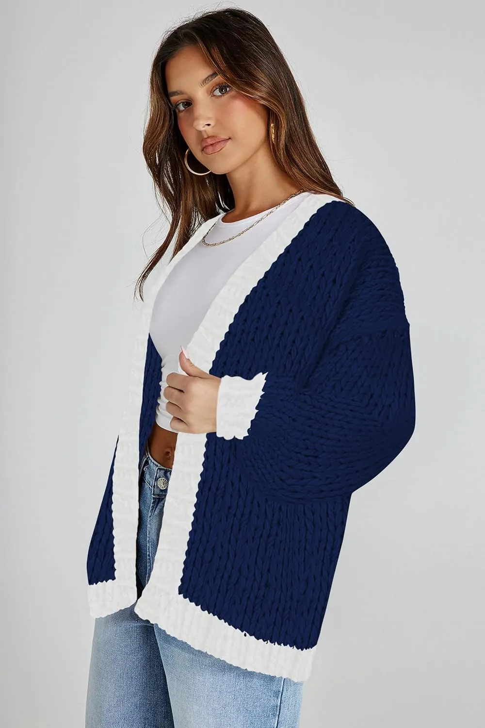 Cakulo Womens Chunky Cardigan Sweaters Trendy 2024 Oversized Winter Knit Sweater Coats Open Front Cardigans