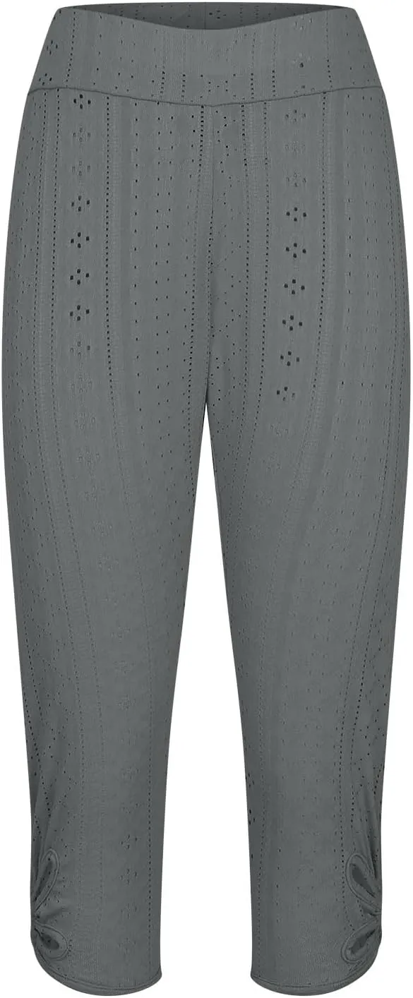Capri Leggings for Women Plus Size Yoga Capris Tummy Control High Waist Pants Eyelet Workout Vacation Pants