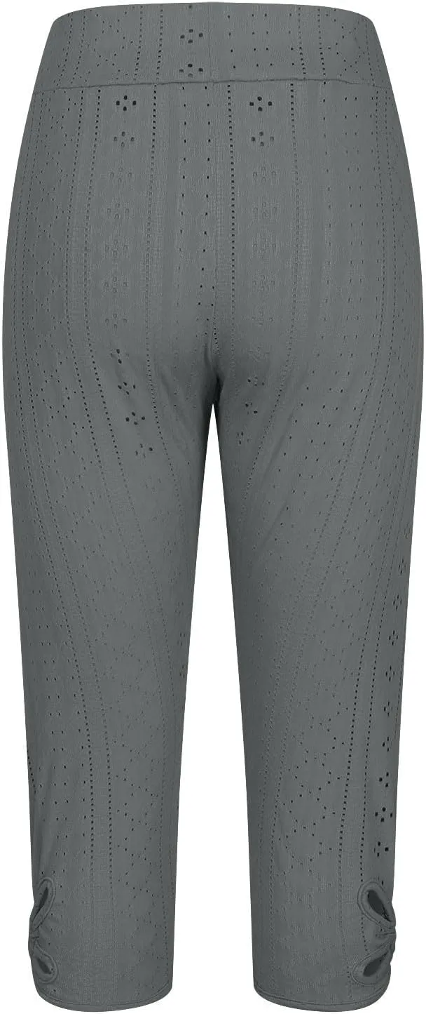 Capri Leggings for Women Plus Size Yoga Capris Tummy Control High Waist Pants Eyelet Workout Vacation Pants