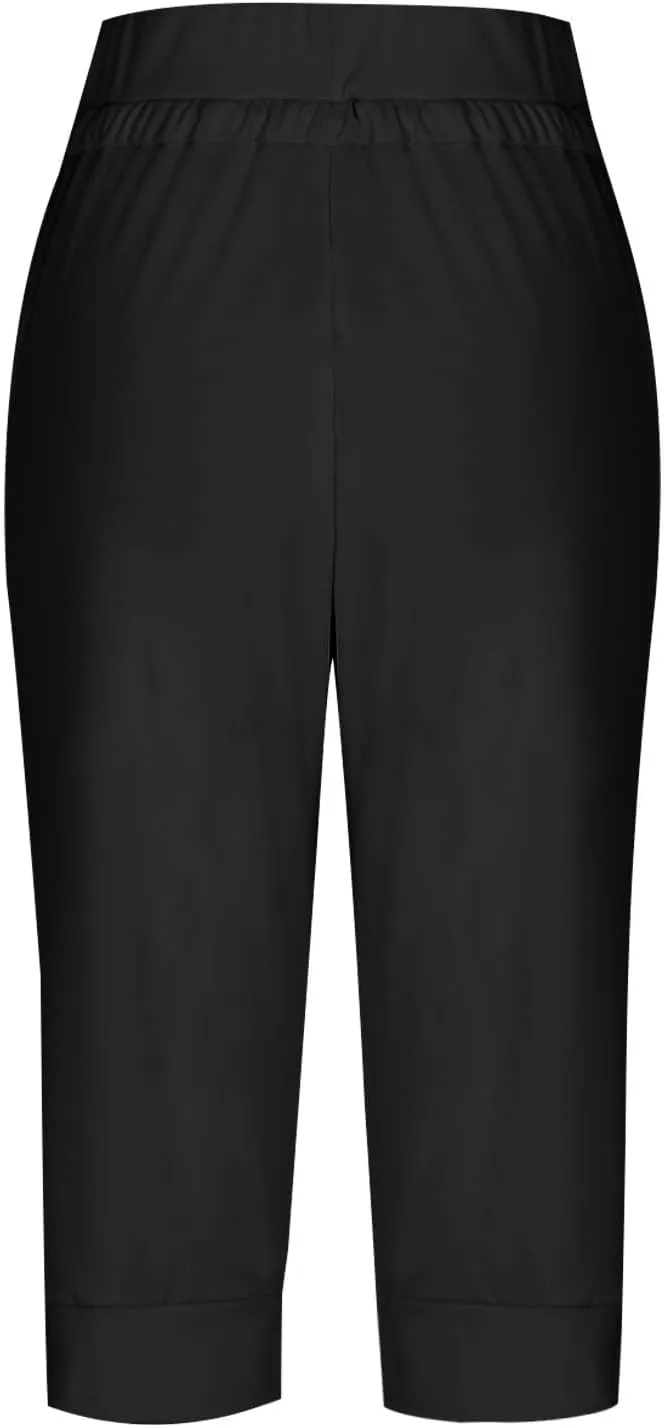 Capri Pants for Women High Waisted Drawstring Joggers Stretch Lightweight Casual Hiking Pant Capri with Pocket