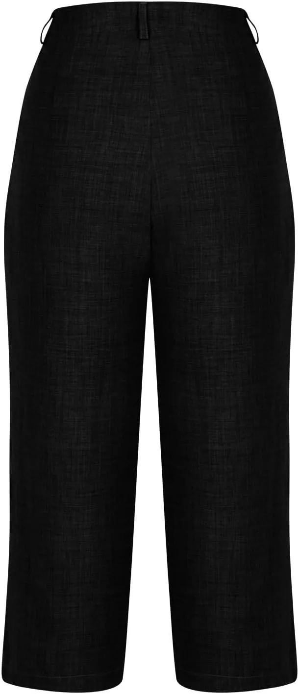 Capri Pants for Women Zipper Work Pants Casual Summer Pants Beach Cropped Pants with Pockets Solid Capri Pants Trendy