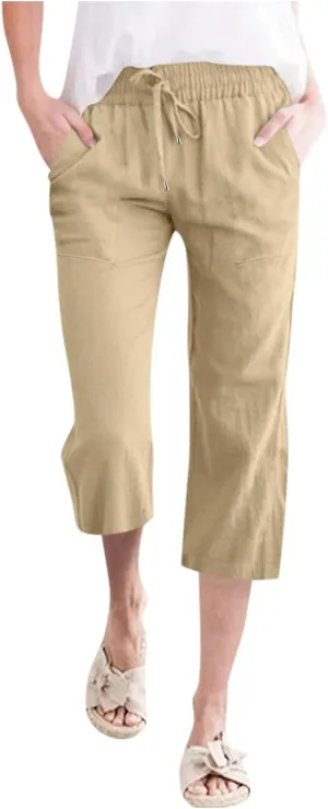 Capris Plus Size Capri Crop Pants for Women Womens Sweatpants with Pockets Women's Yoga Work Trousers Water Proof Lightweight Summer Ropa De Mujer Mis Pedidos Recientes Khaki XXL
