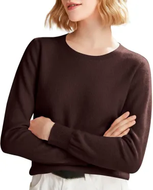 Cashmere Sweaters for Women, Crew Neck Long Sleeve Soft Warm Trendy Pullover Tops Lightweight Wool Cozy Knit Sweater