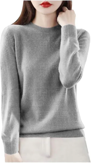 Cashmere Sweaters for Women Fashion Soft Warm Pullover Sweaters Casual Crewneck Sweater Dressy Long Sleeve Sweaters