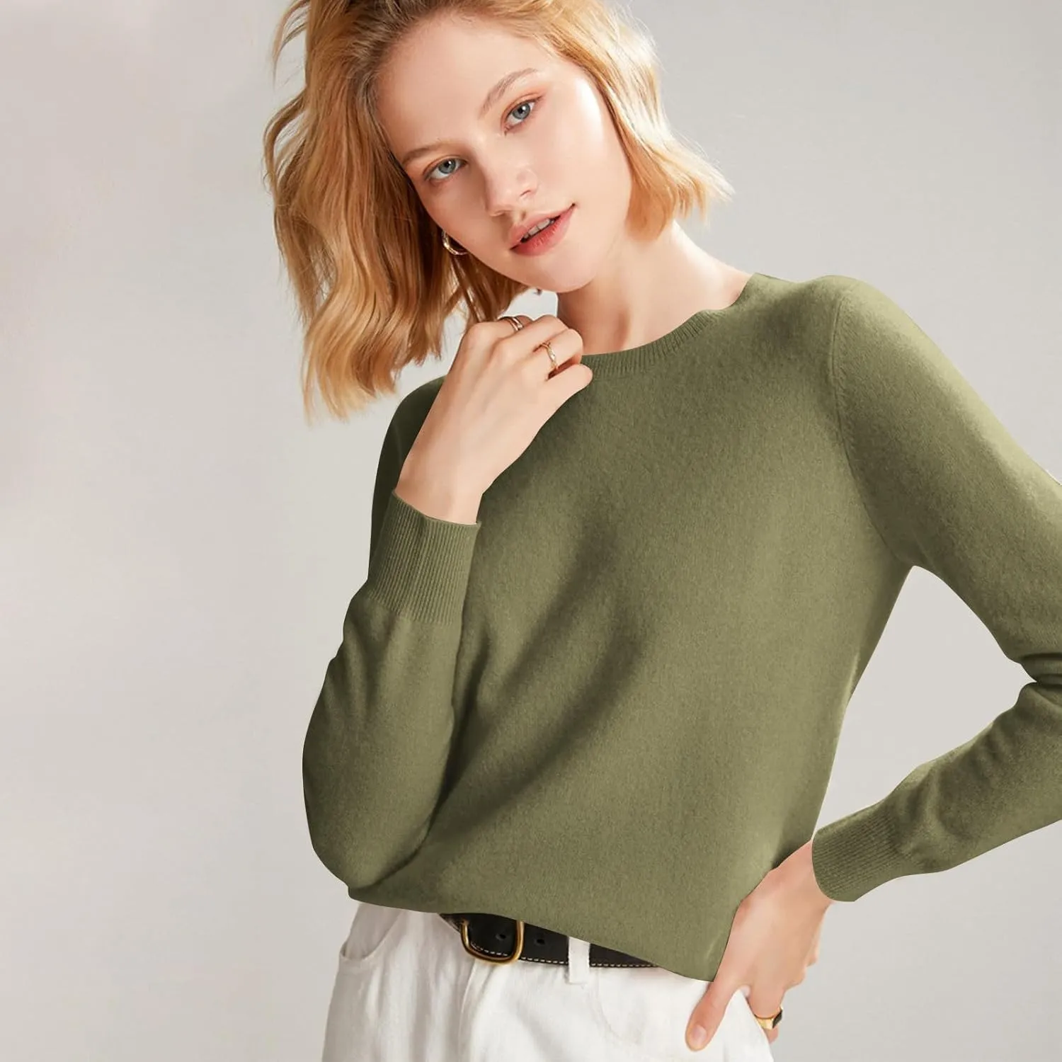 Cashmere Sweaters for Women Long Sleeve Causal Pullover Tops Soft Warm Cozy Lightweight Thin Spring Knit Sweaters