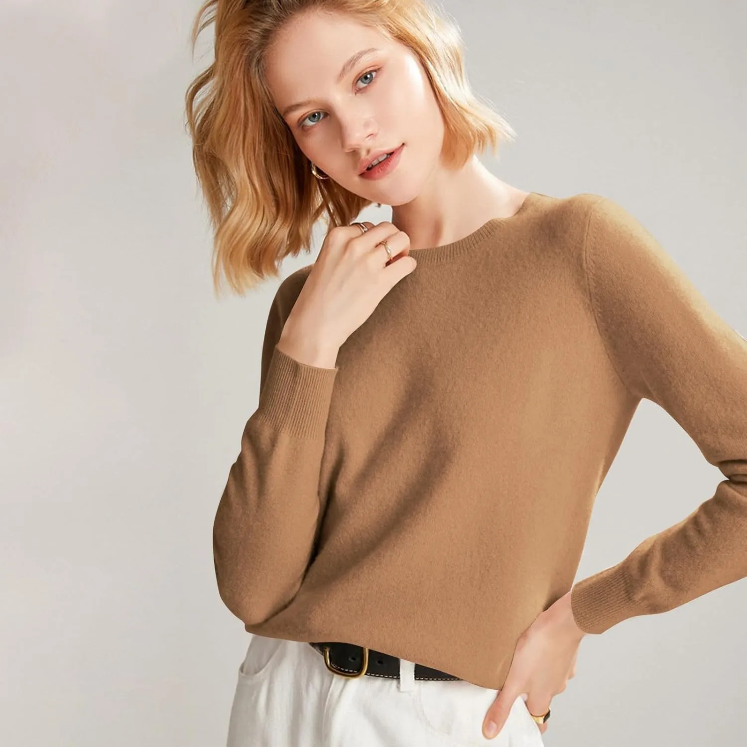 Cashmere Sweaters for Women Long Sleeve Causal Pullover Tops Soft Warm Cozy Lightweight Thin Spring Knit Sweaters