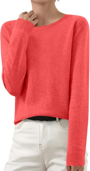 Cashmere Sweaters for Women Winter Fashion Solid Color Pullover Tops Long Sleeve Casual Crewneck Outfits