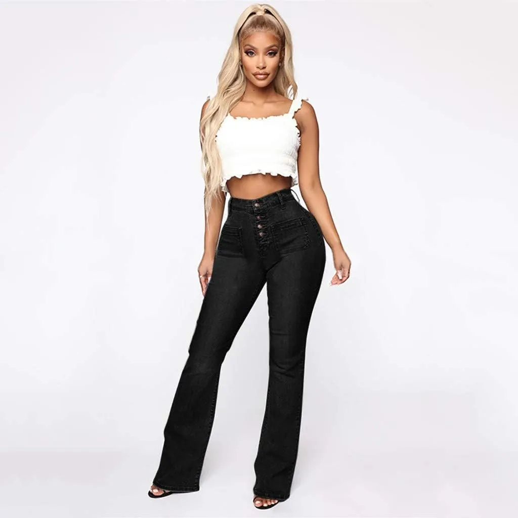 Casual Baggy Jean Trousers Size Slim Jeans Plus Pocket Women Fitness Length Leggings Denim Mid- Stretch Woman Jeans