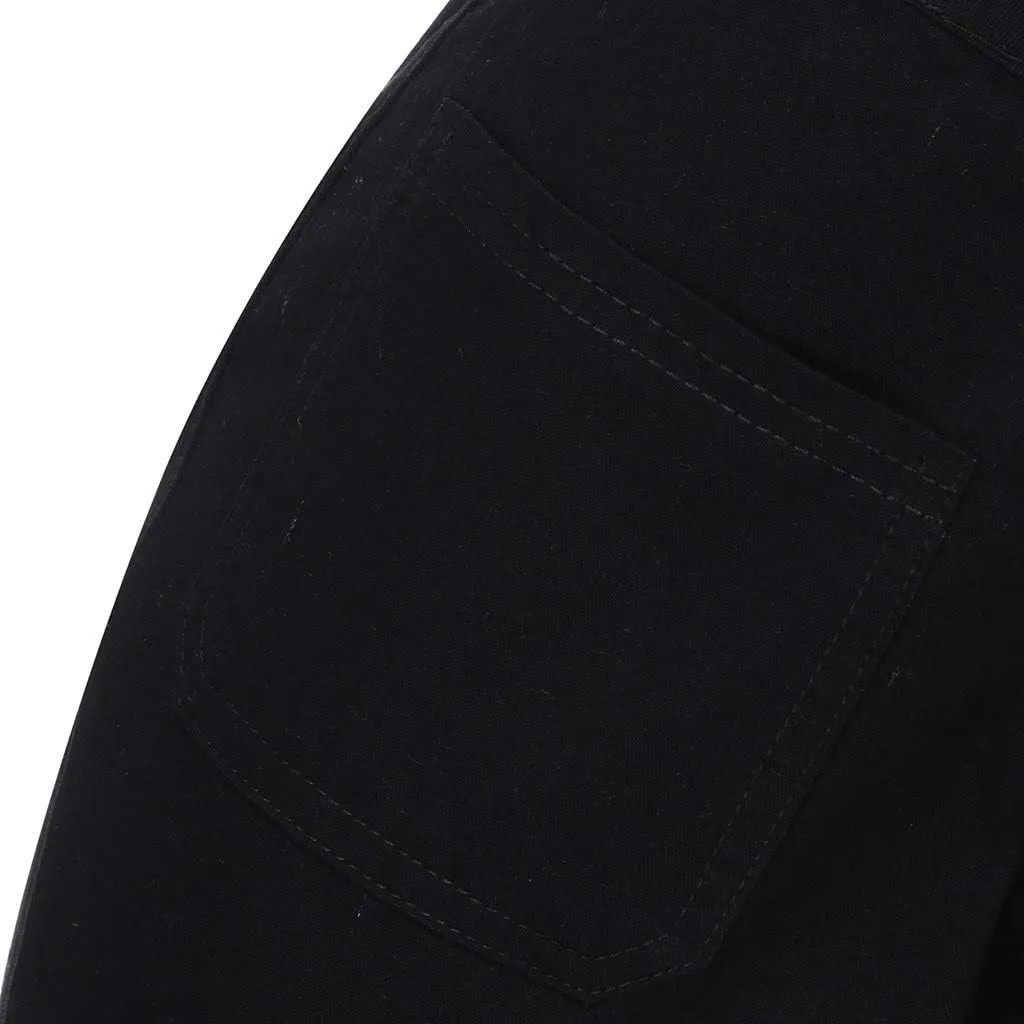 Casual Baggy Jean Trousers Size Slim Jeans Plus Pocket Women Fitness Length Leggings Denim Mid- Stretch Woman Jeans
