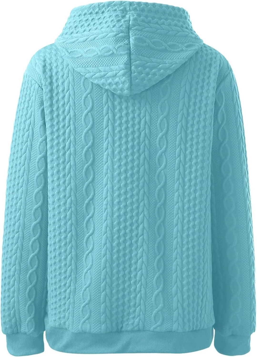 Casual Sweatshirt for Women Crewneck Pullover Tops Solid Jacquard Drawstring Hoodies Fall Loose Long Sleeve Blouse