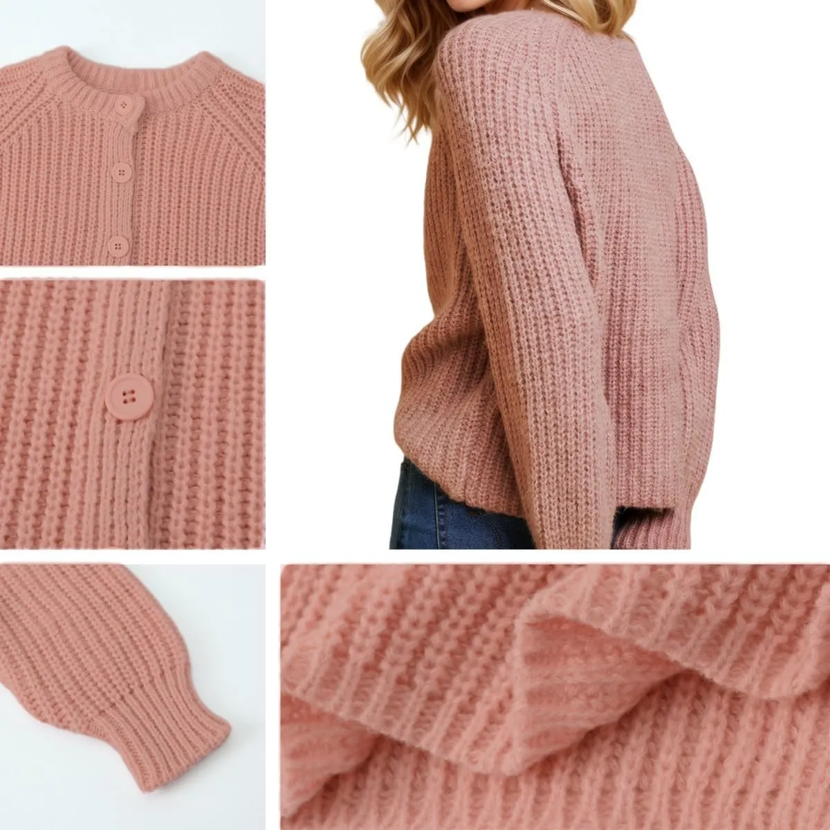 Chunky Cardigan Sweaters for Women Trendy Button Up Sweaters Casual Soft Cropped Knit Cardigans Loose