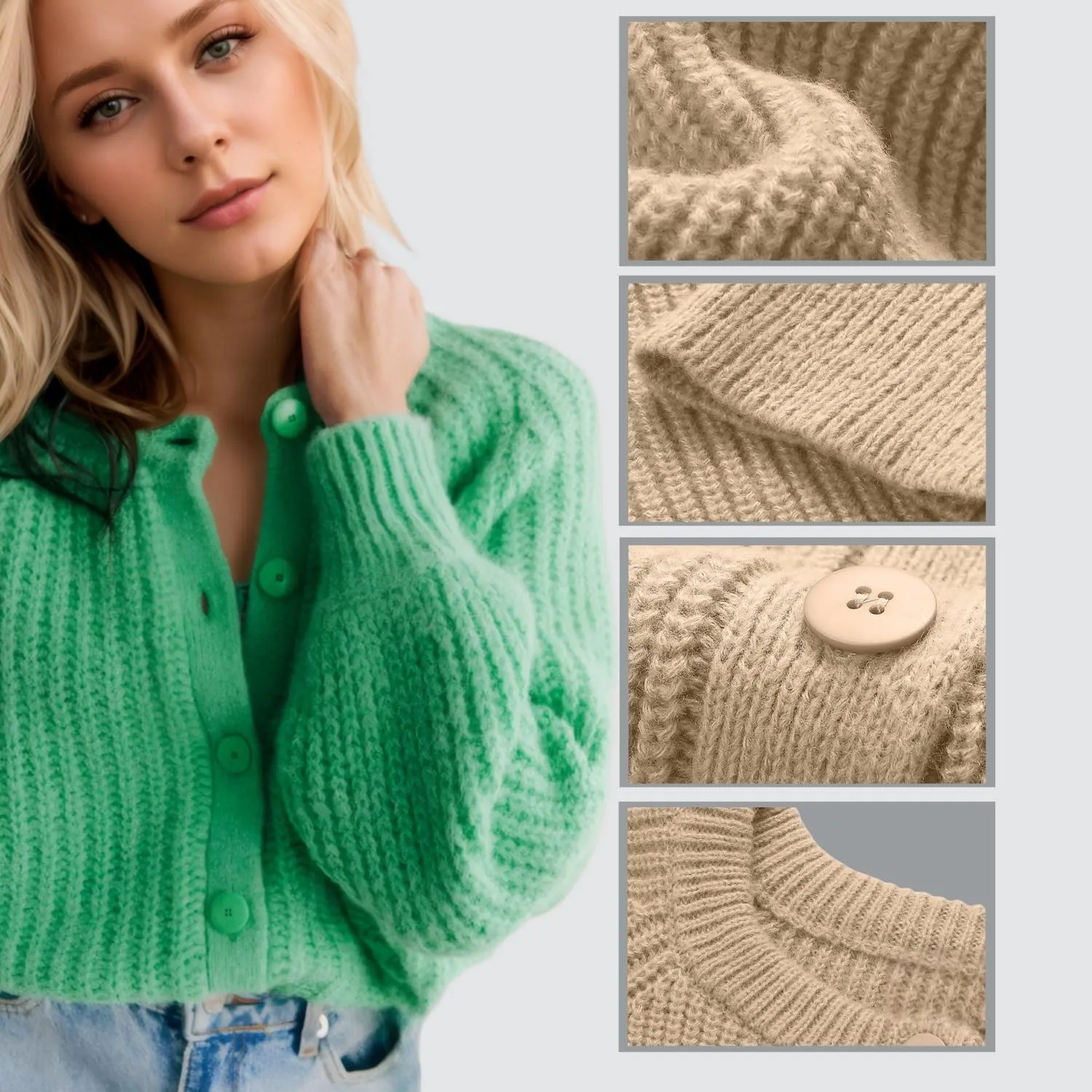 Chunky Cardigan Sweaters for Women Trendy Button Up Sweaters Casual Soft Cropped Knit Cardigans Loose