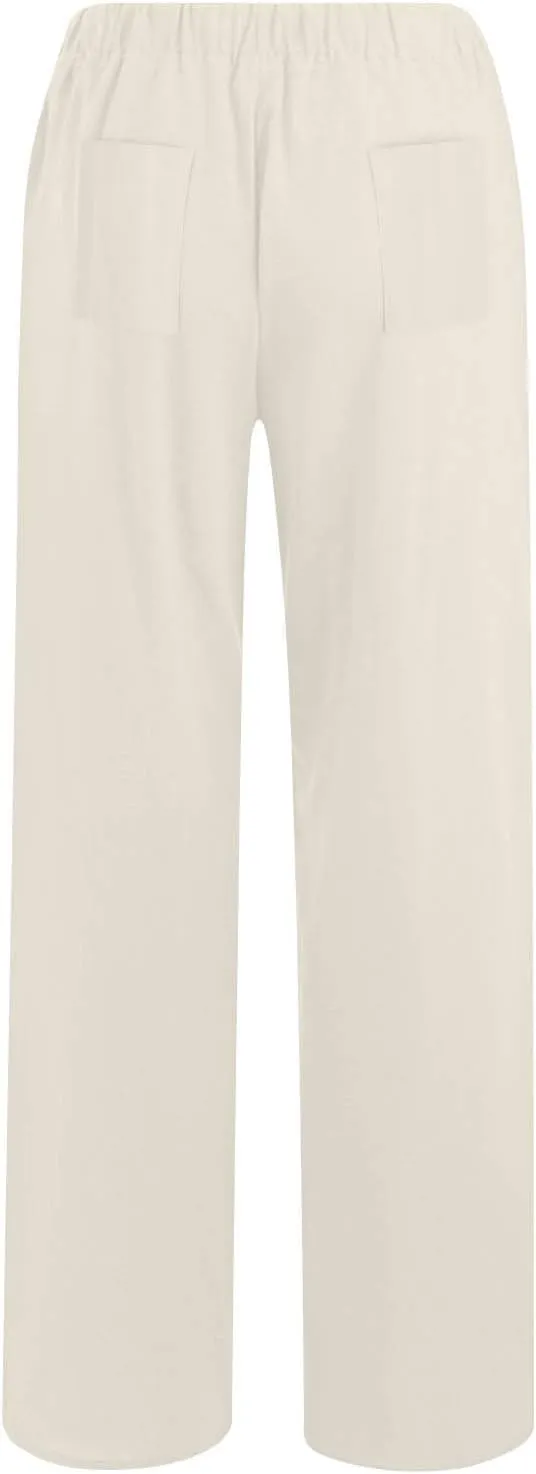 Cotton Linen Pants for Women Summer Drawstring High Waisted Palazzo Pant Casual Wide Leg Yoga Trouser with Pockets