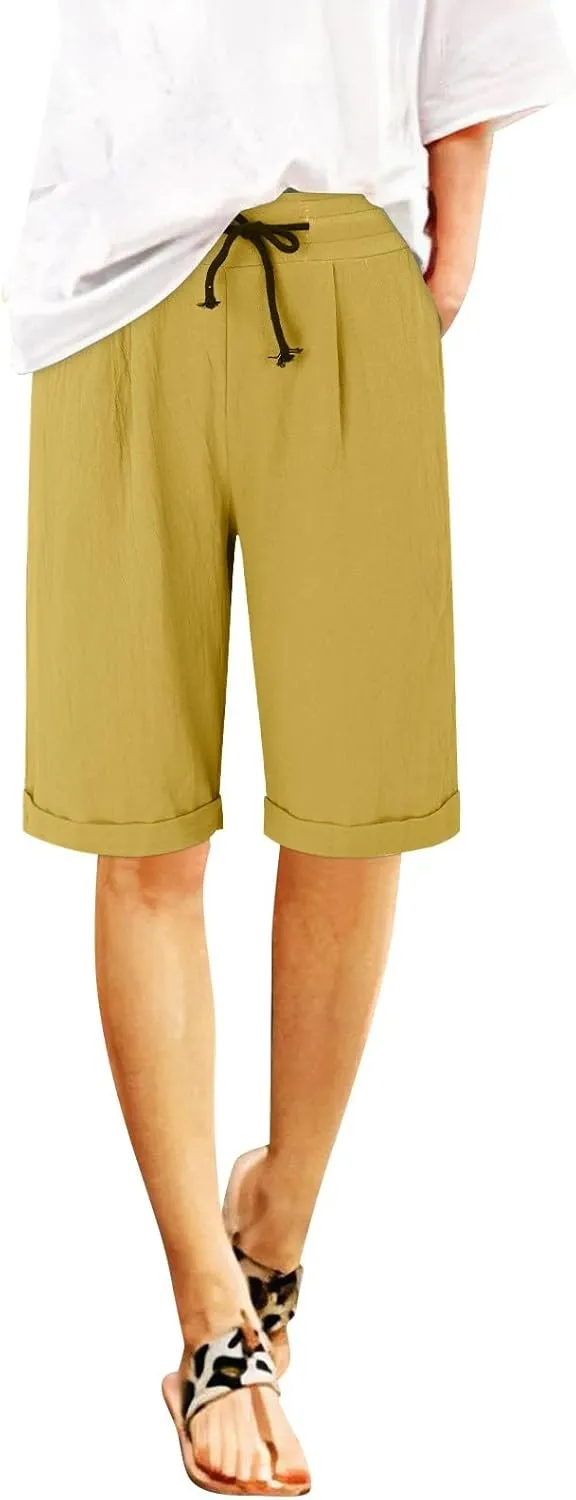 Cotton Linen Shorts Women's Athletic Shorts Causal Lightweight Quick Drying Shorts high Waisted Athletic Shorts Women