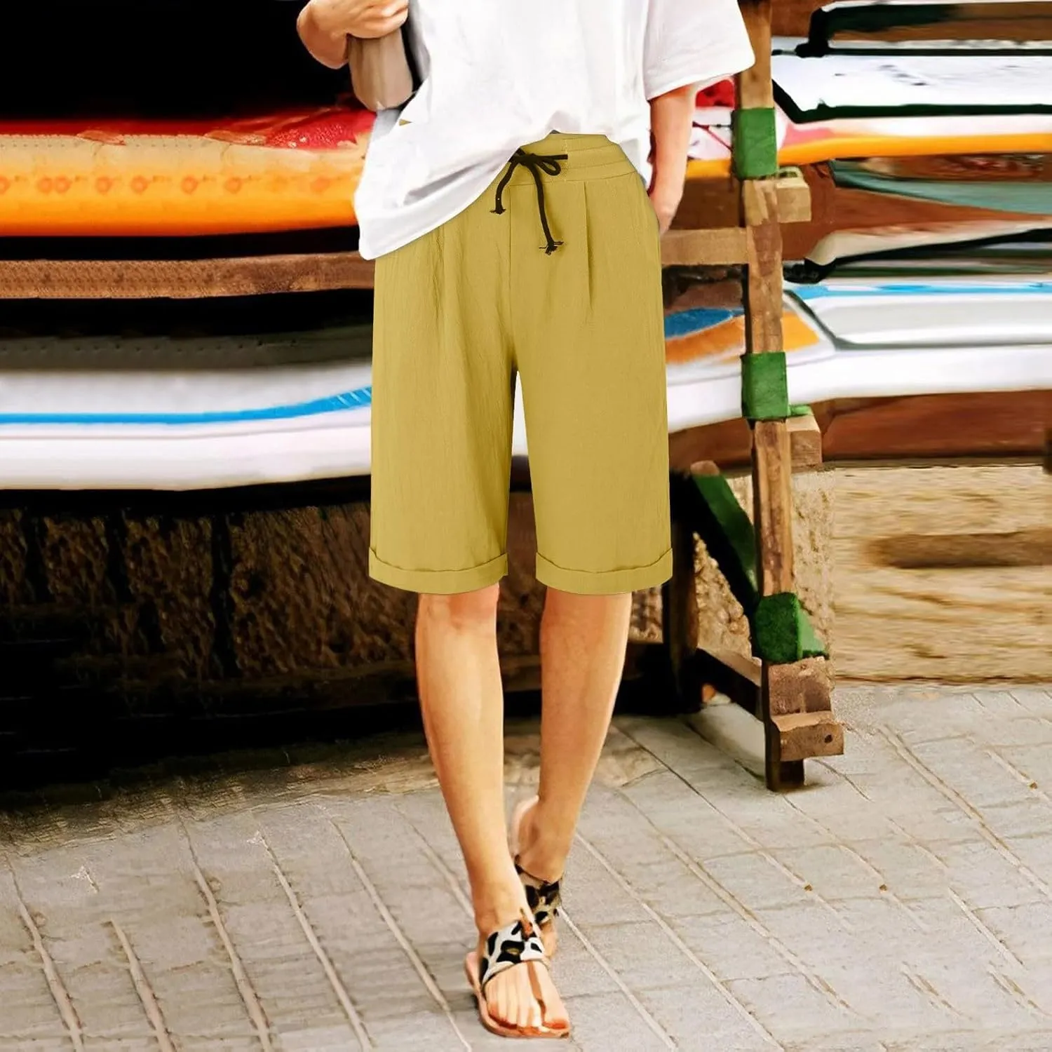 Cotton Linen Shorts Women's Athletic Shorts Causal Lightweight Quick Drying Shorts high Waisted Athletic Shorts Women
