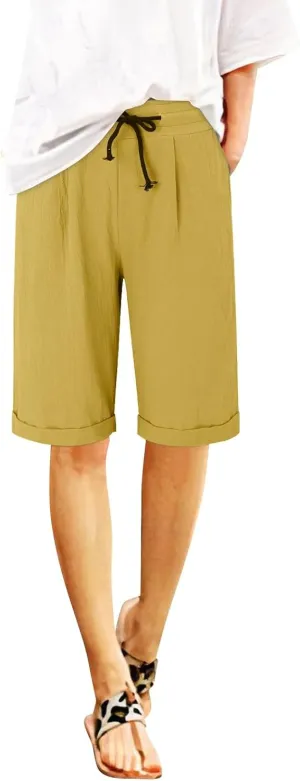 Cotton Linen Shorts Women's Athletic Shorts Causal Lightweight Quick Drying Shorts high Waisted Athletic Shorts Women