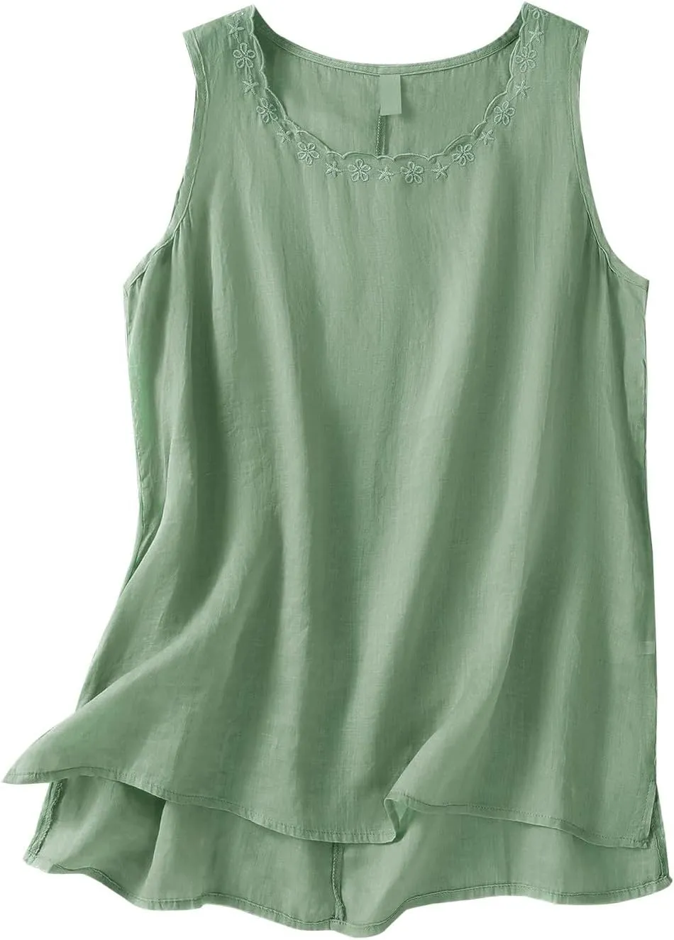 Cotton Linen Tank Tops for Women Loose Fit Sleeveless Button Tee Shirts Summer Casual Flowy Blouses Gauze Tunic Tops