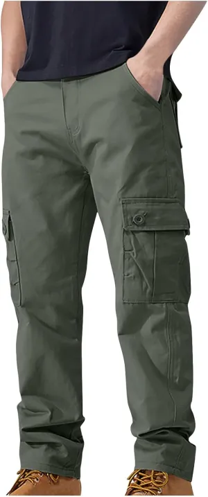 Cotton Men's Cargo Pants Multi Pockets Durable Lightweight Relaxed Comfortable Outdoor Workwear Versatile Casual