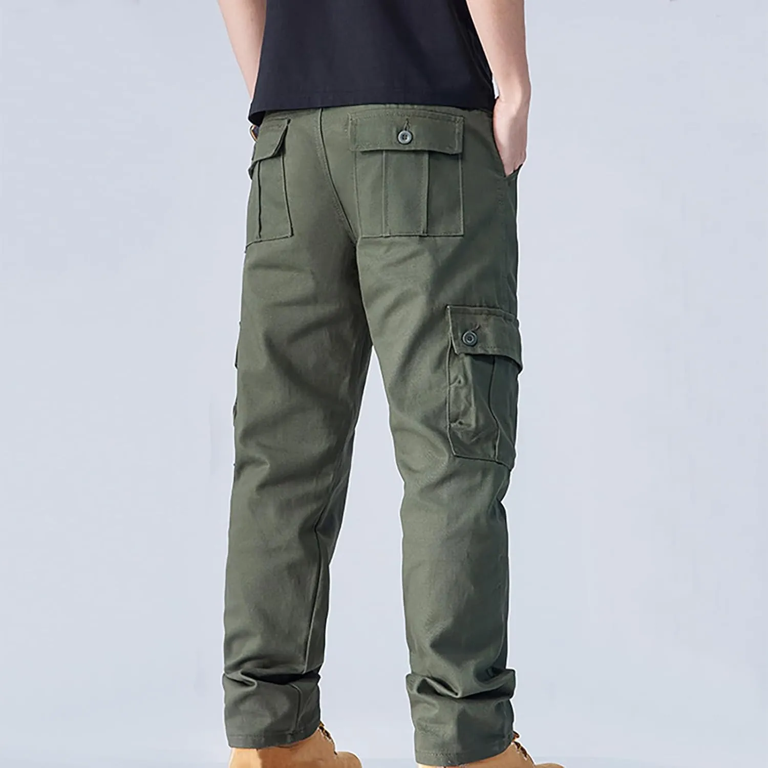 Cotton Men's Cargo Pants Multi Pockets Durable Lightweight Relaxed Comfortable Outdoor Workwear Versatile Casual
