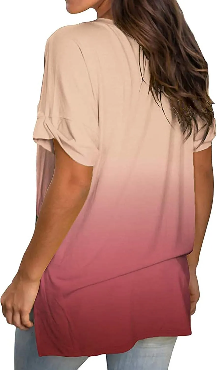 DASAYO Womens Tops 2023 Summer Casual T-Shirt Plus Size Fashion Short Sleeve Shirts Blouse Going Out Tunic Ladies Outfits